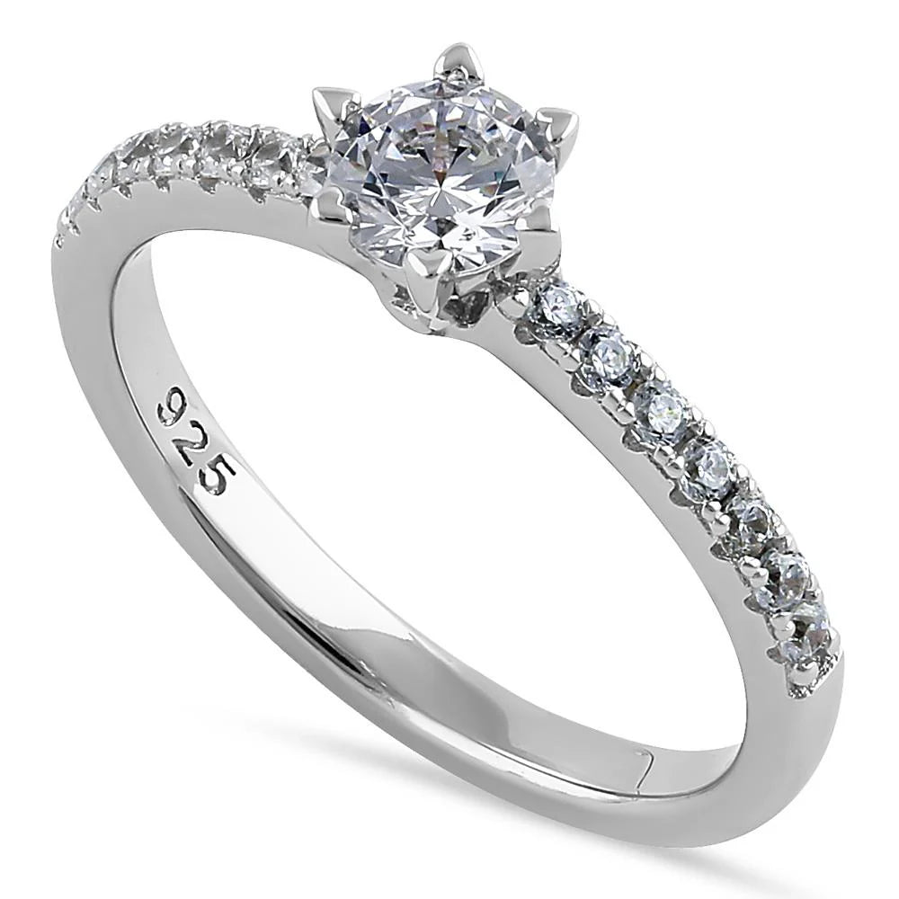 KILLA Sterling Silver Cali Chic Round Cut Clear CZ Engagement Ring