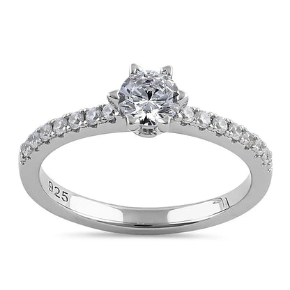 KILLA Sterling Silver Cali Chic Round Cut Clear CZ Engagement Ring