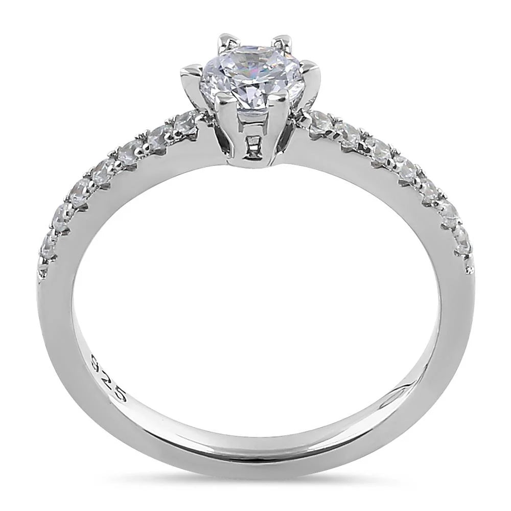 KILLA Sterling Silver Cali Chic Round Cut Clear CZ Engagement Ring