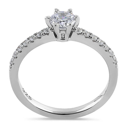 KILLA Sterling Silver Cali Chic Round Cut Clear CZ Engagement Ring
