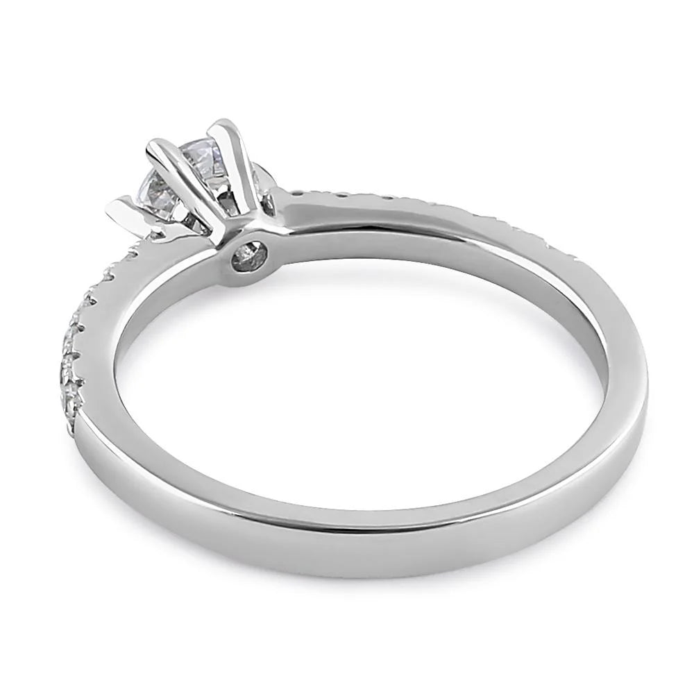 KILLA Sterling Silver Cali Chic Round Cut Clear CZ Engagement Ring
