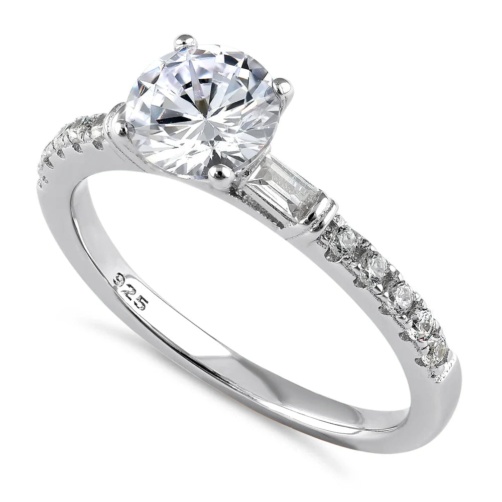 KORI Sterling Silver Dazzling Solitaire Engagement CZ Ring