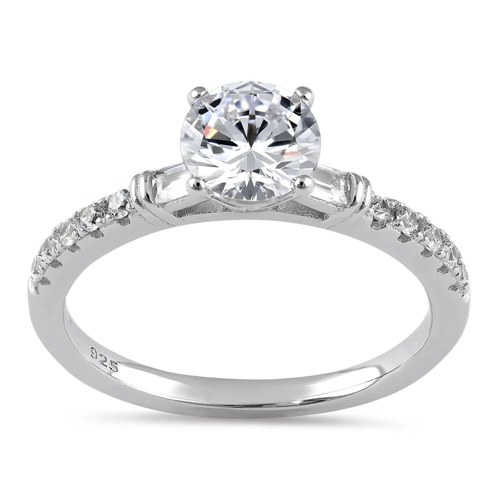 KORI Sterling Silver Dazzling Solitaire Engagement CZ Ring