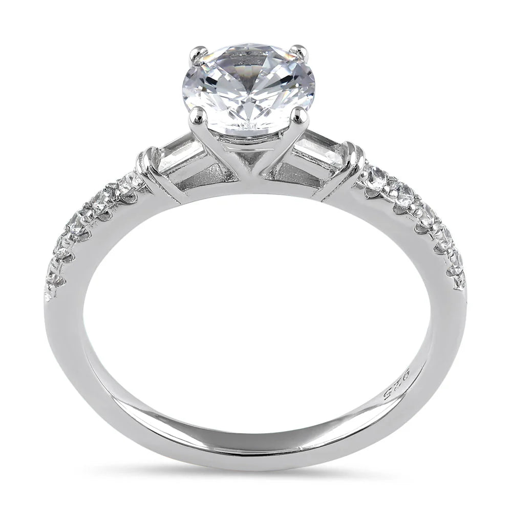 KORI Sterling Silver Dazzling Solitaire Engagement CZ Ring